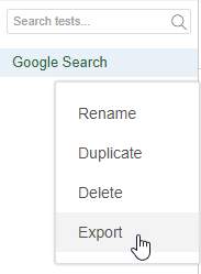 How to export a TC with Selenium IDE, showing the dropdown option menu